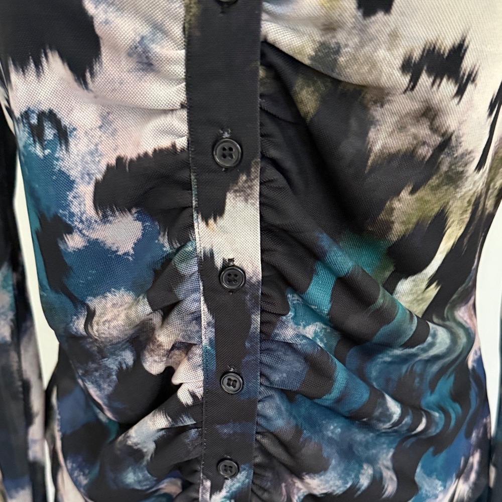 Sanctuary Abstract Print Button-Down Blouse in Bl… - image 2